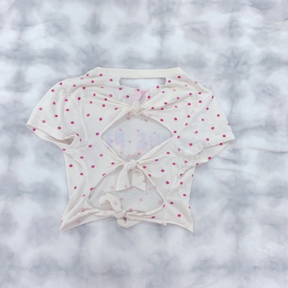 This is a white top with pink polkadots all over it. this shirt is from PINK. - Picture 2 of 2